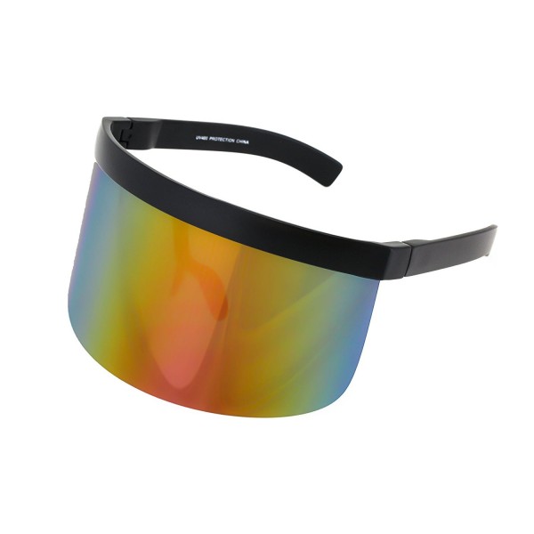 Elite Futuristic Oversize Shield Visor Sunglasses Flat Top Mirrored