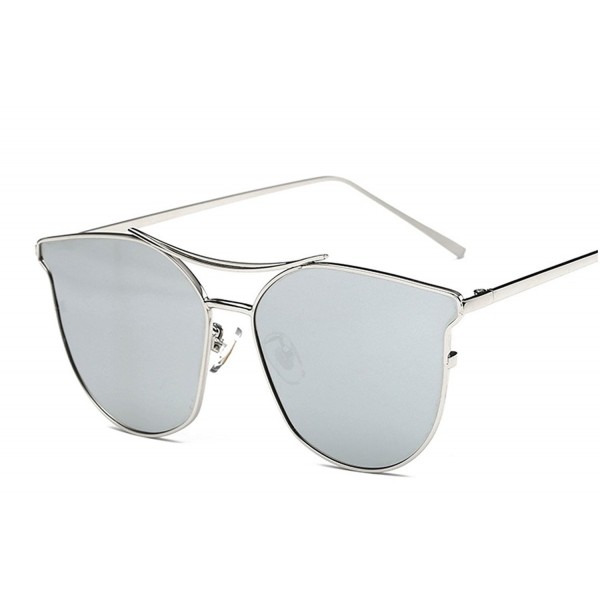 OLEWELL Polarized Sunglasses Mirrored Metal Frame Flat Lenses Grey
