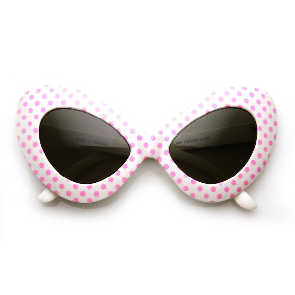 zeroUV Oversized Butterfly Sunglasses White Pink Dots