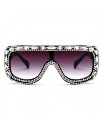 Slocyclub Rectangular Oversized Sunglasses Rhinestone