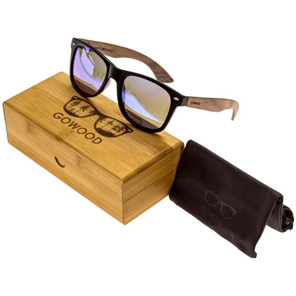 Walnut Wayfarer Sunglasses Mirrored Polarized