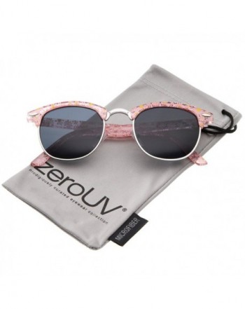 zeroUV Transparent Half Frame Sunglasses Pink Floral