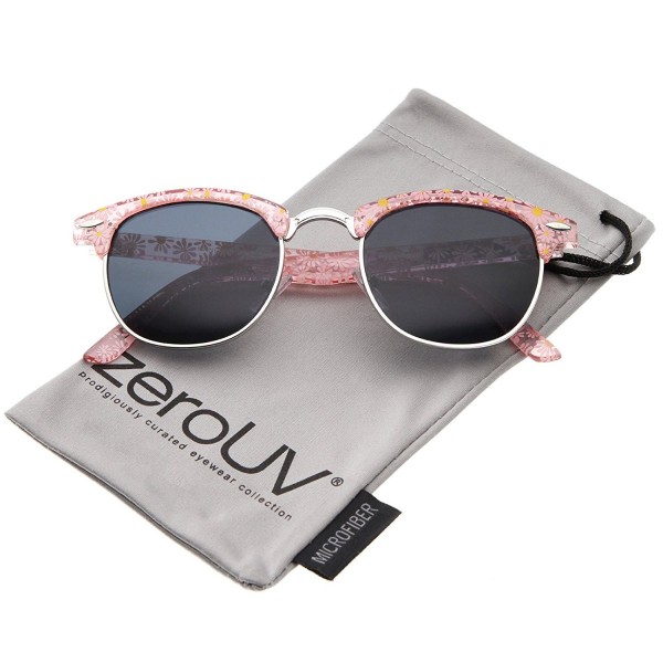 zeroUV Transparent Half Frame Sunglasses Pink Floral