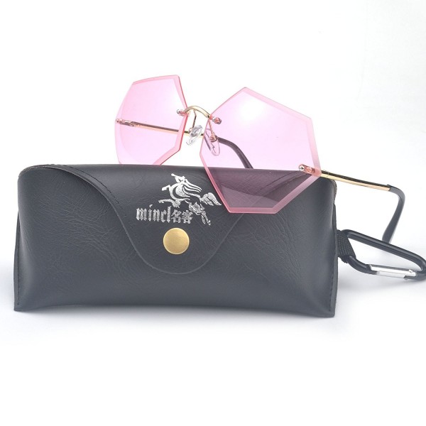 Vintage Rimless Fashion Sunglasses gold pink