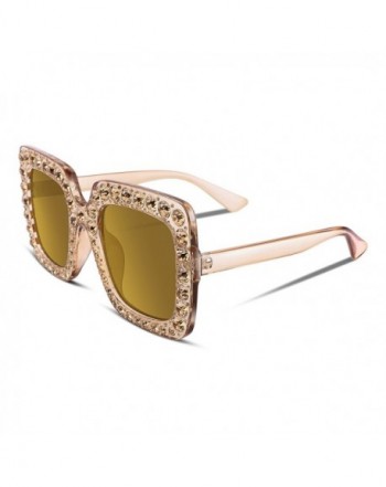 FEISEDY Sparkling Crystal Sunglasses Oversized