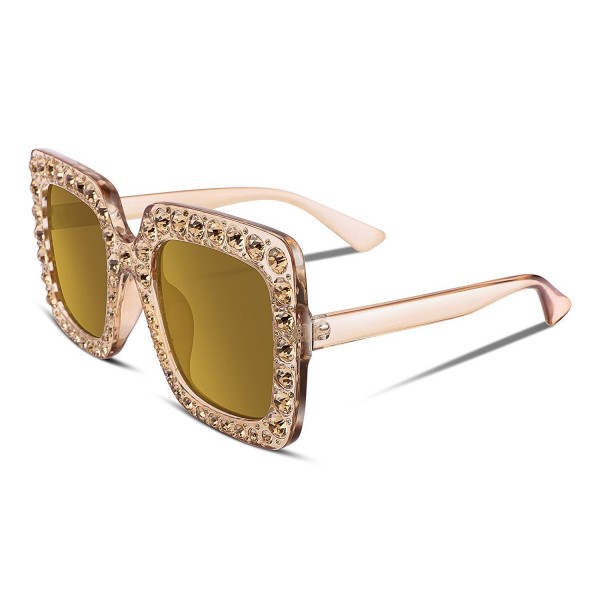 FEISEDY Sparkling Crystal Sunglasses Oversized