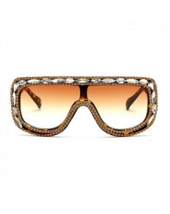 Slocyclub Rectangular Oversized Sunglasses Rhinestone