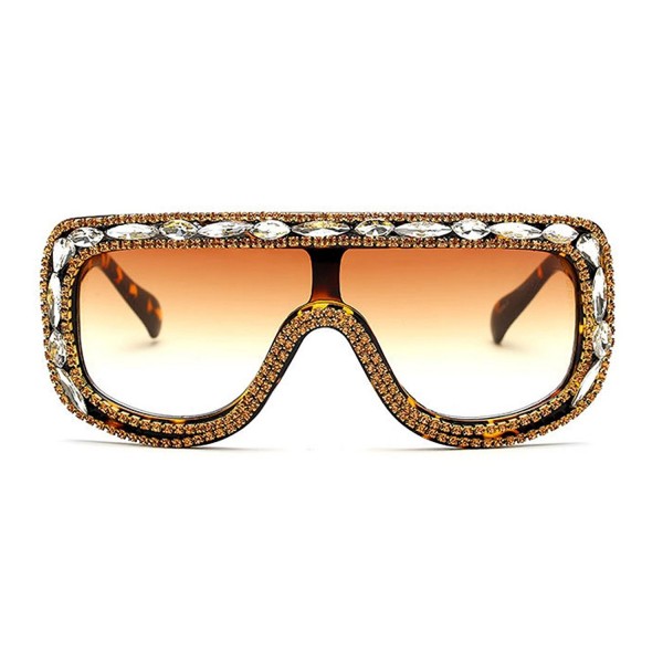 Slocyclub Rectangular Oversized Sunglasses Rhinestone