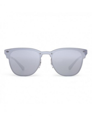 Rimless Wayfarer Sunglasses Horned Mirrored