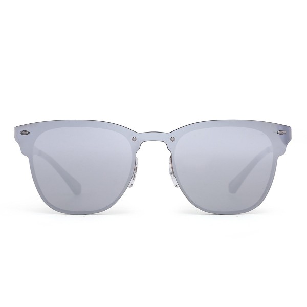 Rimless Wayfarer Sunglasses Horned Mirrored