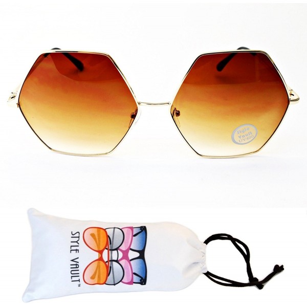 V3104 vp Oversize Octagon Sunglasses Gold smoked