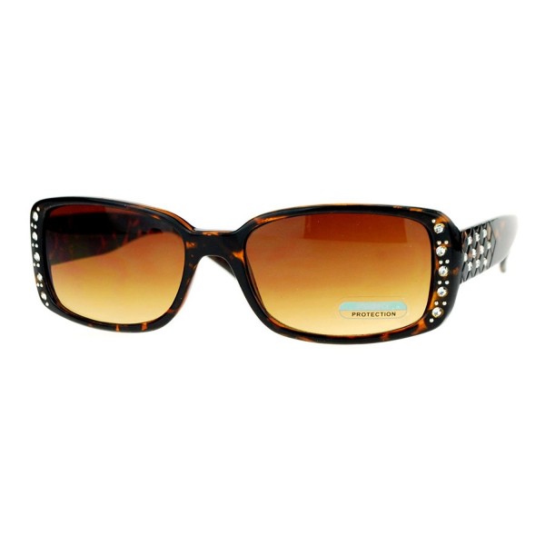 Rhinestones Sunglasses Classic Rectangular Tortoise