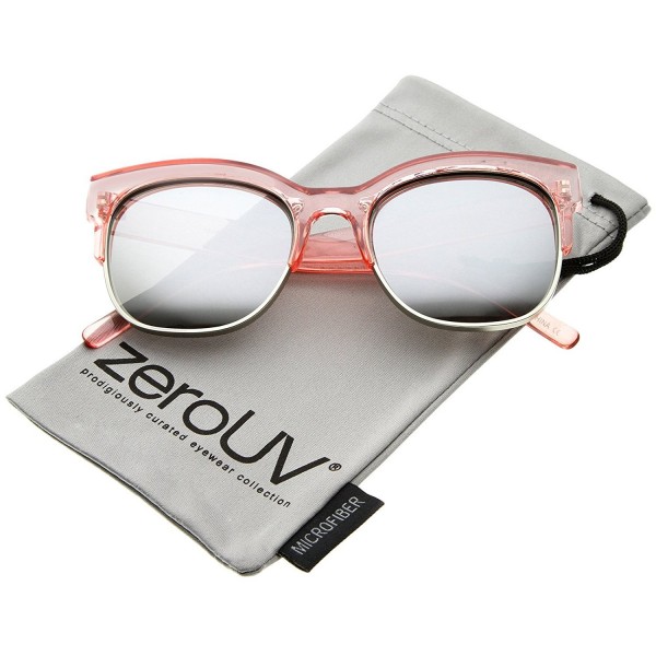 zeroUV Half Frame Two Toned Sunglasses Pink Silver