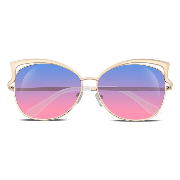 FEISEDY Cateye Women Sunglasses Mirrored