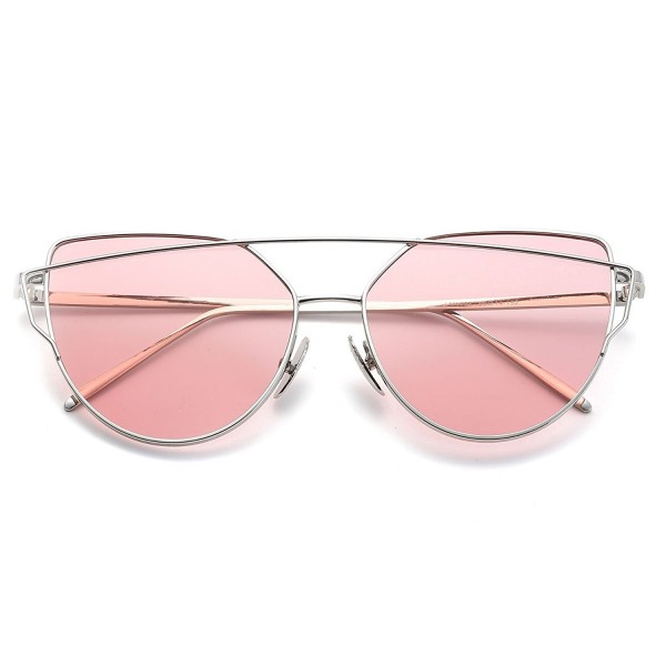 Women's Cat Eye Sunglasses Flat Lenses Oversized Mirrored Sunglasses ...