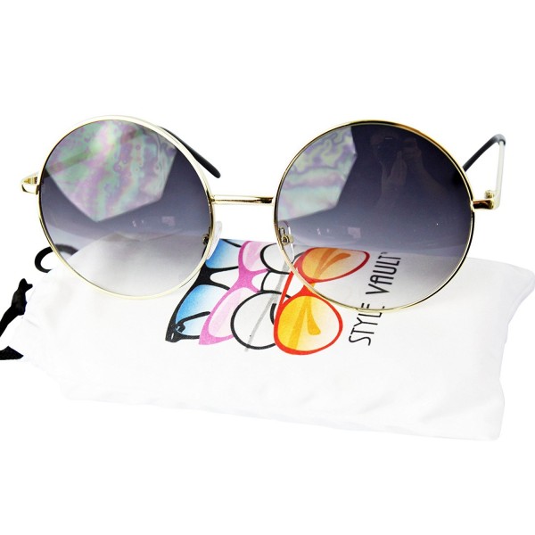 V129 vp Round Oversize Sunglasses Gold smoked