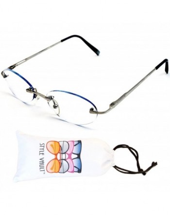 Style Vault Rectangular Eyeglasses Silver Bluish