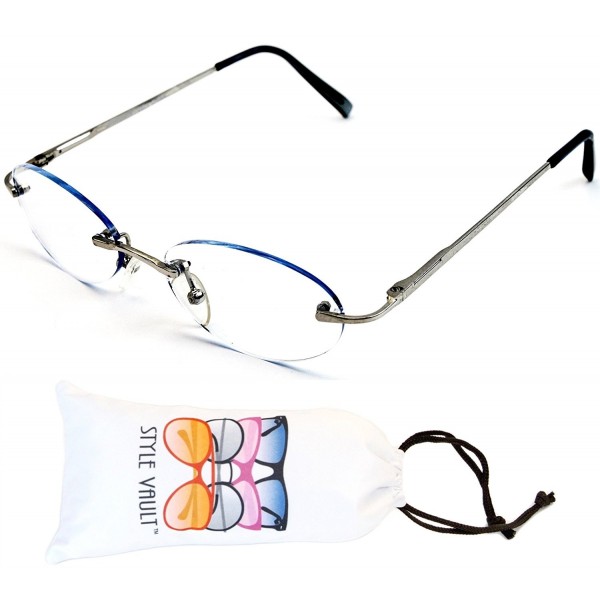 Style Vault Rectangular Eyeglasses Silver Bluish