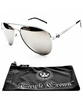 T crown Aviator Mirrored Sunglasses Silver mirror