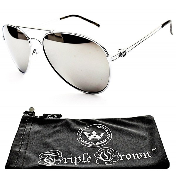 T crown Aviator Mirrored Sunglasses Silver mirror