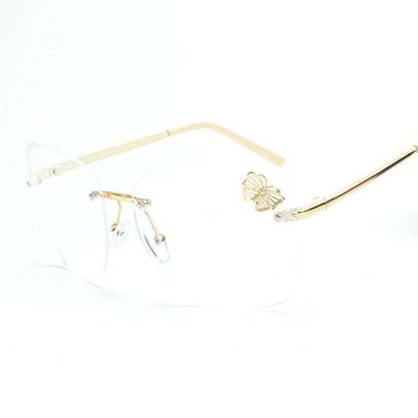 Cut out Rimless Sunglasses Butterfly Decorated