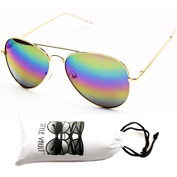 A120 vp Aviator Sunglasses Unisex Gold Rainbow