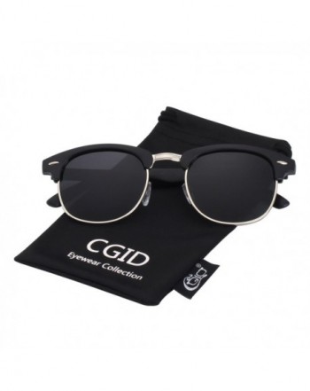 CGID Clubmaster Semi Rimless Sunglasses Black Gray