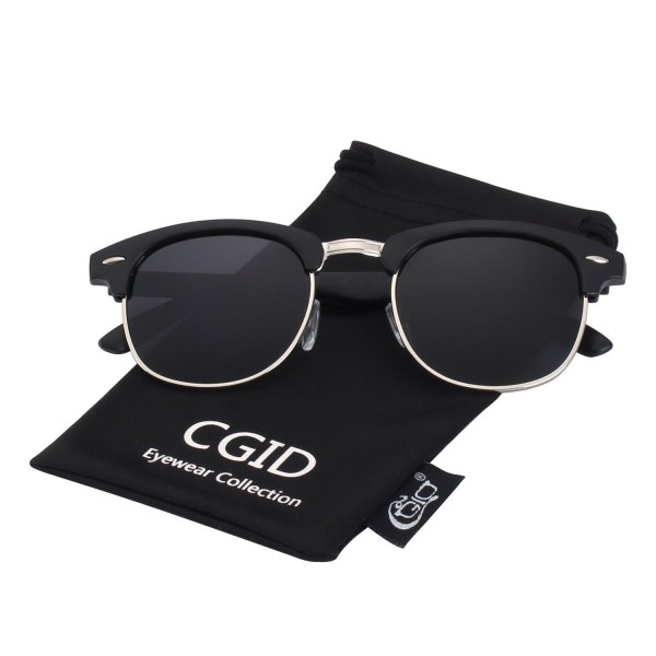 CGID Clubmaster Semi Rimless Sunglasses Black Gray