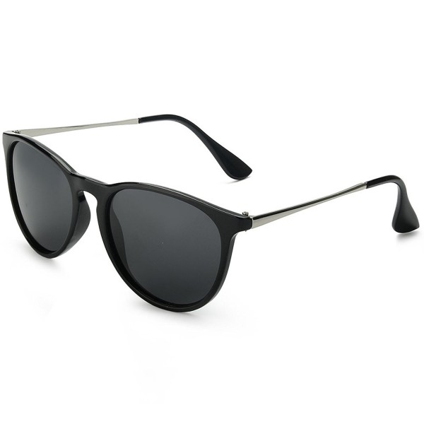 WELUK Wayfarer Sunglasses Polarized Women Men 60mm Round Retro Large Lens Black
