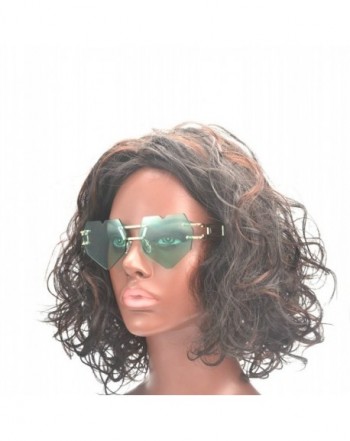Womens Designer Rimless Sunglasses gold green