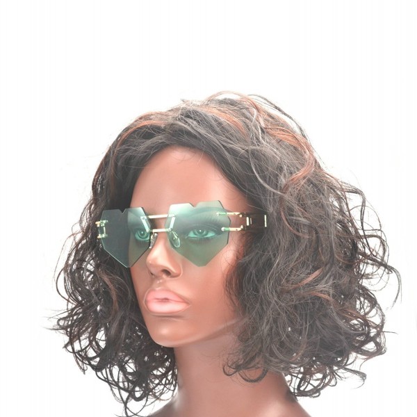 Womens Designer Rimless Sunglasses gold green