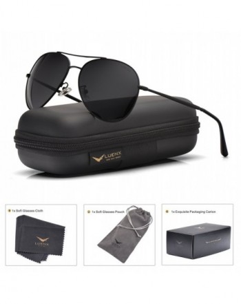 LUENX Aviator Sunglasses Polarized Black