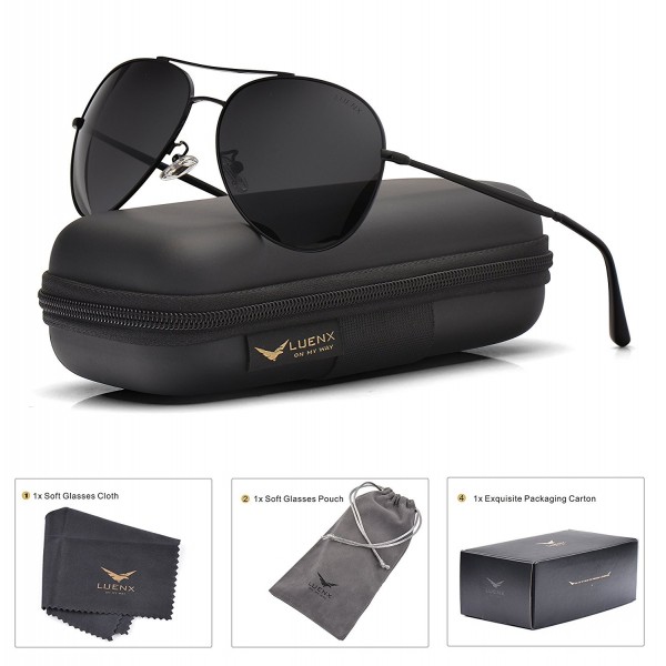 LUENX Aviator Sunglasses Polarized Black