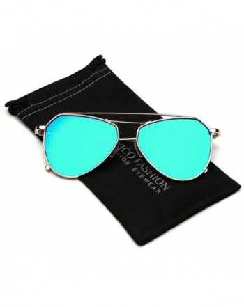 Reflective Double Bridge Aviator Sunglasses