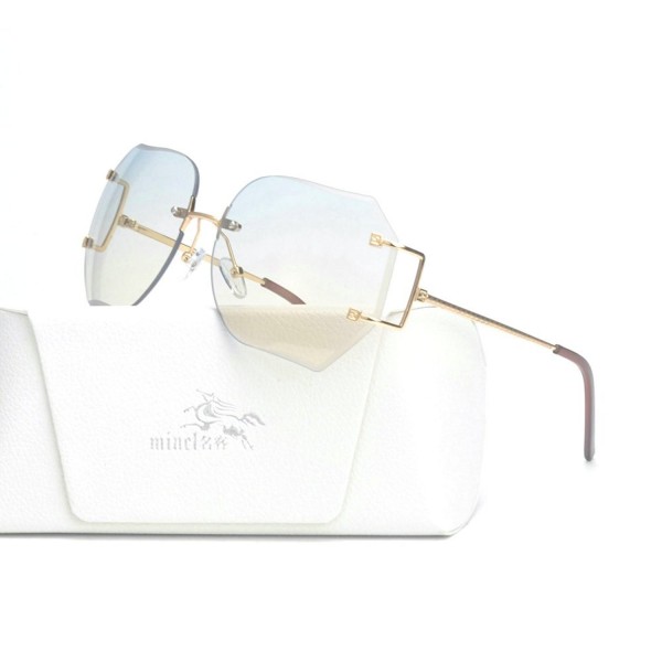 Oversized Rimless Sunglasses Eyewear gold light