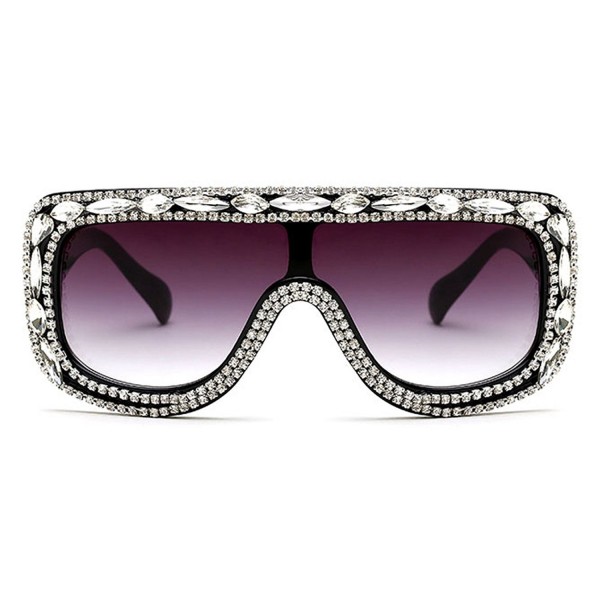 Slocyclub Rectangular Oversized Sunglasses Rhinestone