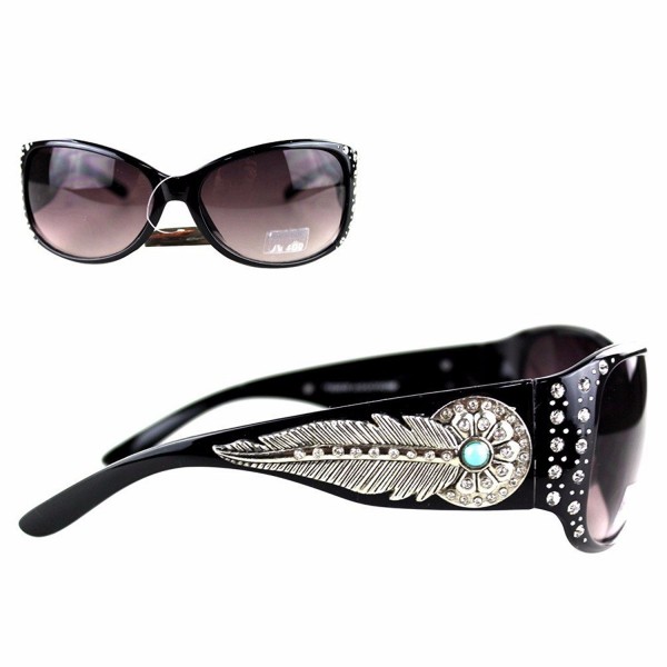 Montana West Sunglasses Rhinestones Feather