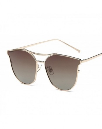 OLEWELL Polarized Sunglasses Mirrored Metal Frame Flat Lenses Brown