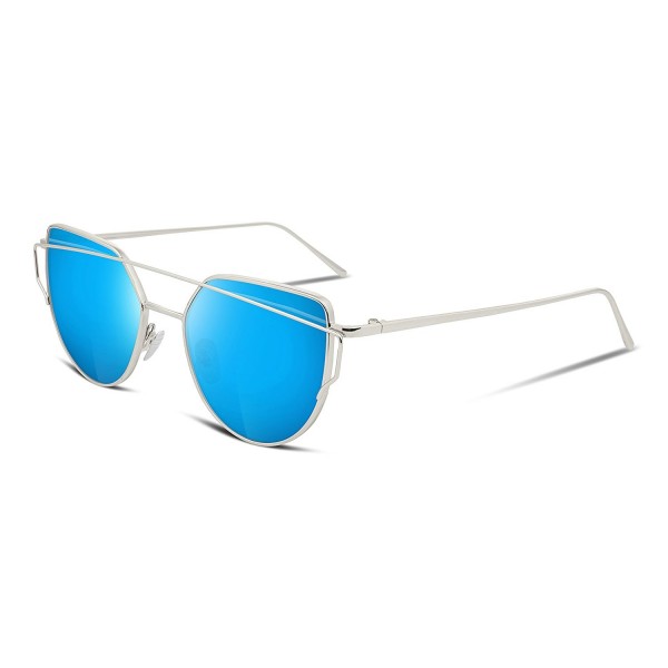 FEISEDY Mirrored Lenses Metal Sunglasses