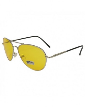 Yellow Driving Aviator Sunglasses Chrome