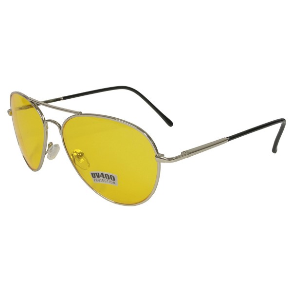 Yellow Driving Aviator Sunglasses Chrome