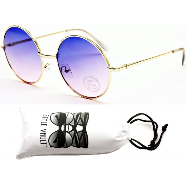 V132 vp Round Sunglasses S1278V Gold Bluish