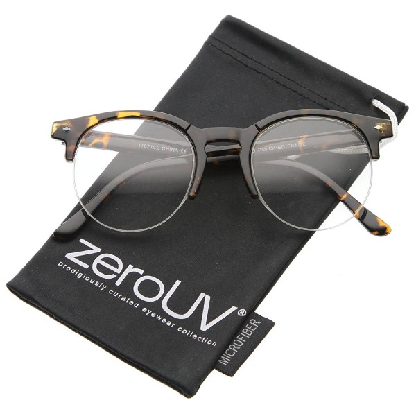 zeroUV Semi Rimless Rimmed Eyeglasses Tortoise