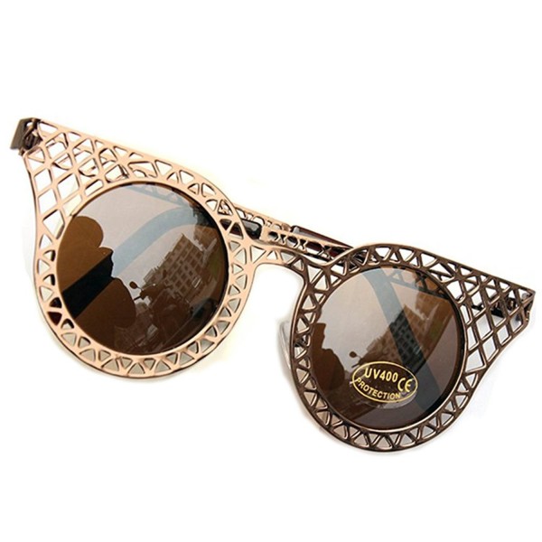 SUNROLAN Rim Round Oversized Sunglasses fhC41Brown