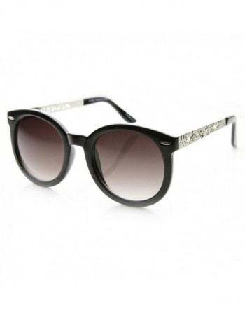zeroUV Oversized Sunglasses Shiny Black Silver Lavender