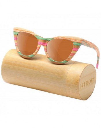 RTBOFY Polarized Cat Eye Sunglasses handcrafted From Colorful Bamboo Wood