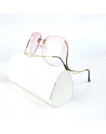 Unique Design Rimless Sunglasses gold pink