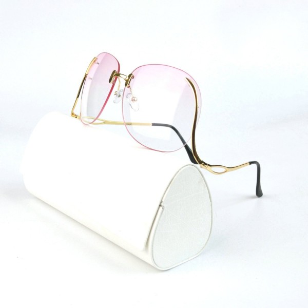 Unique Design Rimless Sunglasses gold pink